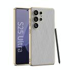 For Samsung Galaxy S25 Ultra 5G GKK Plating Leather Silver Brocade Phone Case, Not Included Pen(Silver Brocade Grey) - 1
