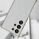 For Samsung Galaxy S25 Ultra 5G GKK Plating Leather Silver Brocade Phone Case, Not Included Pen(Silver Brocade White) - 3