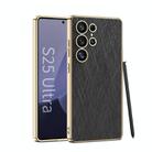 For Samsung Galaxy S25 Ultra 5G GKK Plating Leather Silver Brocade Phone Case, Not Included Pen(Silver Brocade Black) - 1
