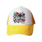 Graffiti Printed Sponge Mesh Cloth Hat Peaked Cap Print On Your Demand(Yellow) - 1