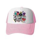 Graffiti Printed Sponge Mesh Cloth Hat Peaked Cap Print On Your Demand(Light Pink) - 1