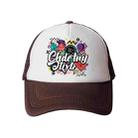 Graffiti Printed Sponge Mesh Cloth Hat Peaked Cap Print On Your Demand(Brown) - 1