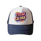 Orange Alphabet Printed Sponge Mesh Cloth Hat Peaked Cap Print On Your Demand(Navy Blue) - 1