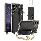 For Samsung Galaxy S25 Ultra 5G GKK Plating Leather Card Holder Full Coverage Phone Case With Bracelet(Black) - 1