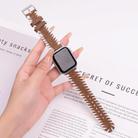 For Apple Watch 46mm / 49mm / 45mm / 44mm Retro Stitched Wool Genuine Leather Watch Band(White Brown) - 2