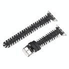 For Apple Watch 46mm / 49mm / 45mm / 44mm Retro Stitched Wool Genuine Leather Watch Band(Black) - 1