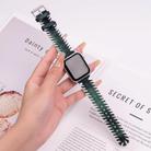 For Apple Watch 46mm / 49mm / 45mm / 44mm Retro Stitched Wool Genuine Leather Watch Band(Green) - 2