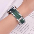 For Apple Watch 46mm / 49mm / 45mm / 44mm Retro Stitched Wool Genuine Leather Watch Band(Green) - 3