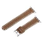 For Apple Watch 46mm / 49mm / 45mm / 44mm Retro Stitched Wool Genuine Leather Watch Band(Beige Brown) - 1