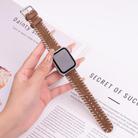For Apple Watch 46mm / 49mm / 45mm / 44mm Retro Stitched Wool Genuine Leather Watch Band(Beige Brown) - 2