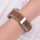 For Apple Watch 46mm / 49mm / 45mm / 44mm Retro Stitched Wool Genuine Leather Watch Band(Beige Brown) - 3