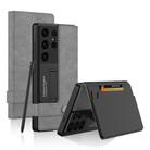 For Samsung Galaxy S25 Ultra 5G GKK Flip Wallet Leather Phone Case, Frosted Series, Not Included Pen(Frosted Grey) - 1