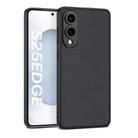 For Samsung Galaxy S25 Edge 5G GKK Metal Paint Skin Feel Leather Full Coverage Phone Case(Black) - 1