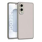 For Samsung Galaxy S25 Edge 5G GKK Metal Paint Skin Feel Leather Full Coverage Phone Case(Titanium Gray) - 1