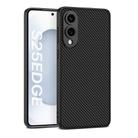 For Samsung Galaxy S25 Edge 5G GKK Metal Paint Skin Feel Leather Full Coverage Phone Case(Carbon Fiber Texture) - 1