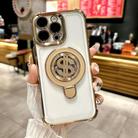 For iPhone 15 Pro Max Space MagSafe Holder Phone Case with Lens Film(Gold) - 1