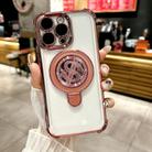 For iPhone 15 Pro Max Space MagSafe Holder Phone Case with Lens Film(Pink) - 1
