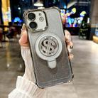 For iPhone 11 Space Gradient Glitter MagSafe Holder Phone Case with Lens Film(Titanium Grey) - 1