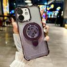 For iPhone 11 Space Gradient Glitter MagSafe Holder Phone Case with Lens Film(Purple) - 1