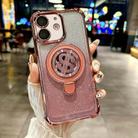 For iPhone 11 Space Gradient Glitter MagSafe Holder Phone Case with Lens Film(Pink) - 1