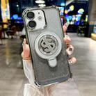 For iPhone 11 Space Gradient Glitter MagSafe Holder Phone Case with Lens Film(Silver) - 1