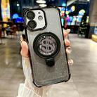 For iPhone 11 Space Gradient Glitter MagSafe Holder Phone Case with Lens Film(Black) - 1