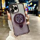 For iPhone 11 Pro Space Gradient Glitter MagSafe Holder Phone Case with Lens Film(Purple) - 1