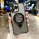 For iPhone 11 Pro Space Gradient Glitter MagSafe Holder Phone Case with Lens Film(Black) - 1
