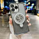 For iPhone 11 Pro Max Space Gradient Glitter MagSafe Holder Phone Case with Lens Film(Silver) - 1
