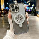 For iPhone 13 Pro Max Space Gradient Glitter MagSafe Holder Phone Case with Lens Film(Titanium Grey) - 1
