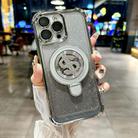 For iPhone 13 Pro Max Space Gradient Glitter MagSafe Holder Phone Case with Lens Film(Silver) - 1