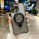 For iPhone 13 Pro Max Space Gradient Glitter MagSafe Holder Phone Case with Lens Film(Black) - 1