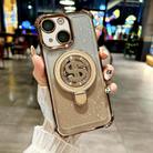 For iPhone 14 Space Gradient Glitter MagSafe Holder Phone Case with Lens Film(Desert Gold) - 1