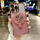 For iPhone 15 Pro Max Space Gradient Glitter MagSafe Holder Phone Case with Lens Film(Pink) - 1