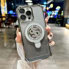 For iPhone 15 Pro Max Space Gradient Glitter MagSafe Holder Phone Case with Lens Film(Silver) - 1