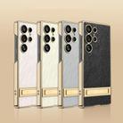 For Samsung Galaxy S25 Ultra 5G GKK Triumph Ultra-Thin Plain Leather Silver Brocade Phone Case with Holder(Silver Brocade Grey) - 2