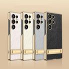 For Samsung Galaxy S24 Ultra 5G GKK Triumph Ultra-Thin Plain Leather Silver Brocade Phone Case with Holder(Silver Brocade White) - 2