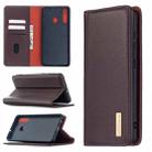 For Samsung Galaxy A21 2 in 1 Detachable Magnetic Horizontal Flip Genuine Leather Case with Holder & Card Slots & Wallet(Dark Brown) - 1