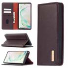 For Samsung Galaxy Note10+ 2 in 1 Detachable Magnetic Horizontal Flip Genuine Leather Case with Holder & Card Slots & Wallet(Dark Brown) - 1