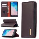 For Samsung Galaxy S10 2 in 1 Detachable Magnetic Horizontal Flip Genuine Leather Case with Holder & Card Slots & Wallet(Dark Brown) - 1