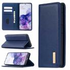 For Samsung Galaxy S20 2 in 1 Detachable Magnetic Horizontal Flip Genuine Leather Case with Holder & Card Slots & Wallet(Blue) - 1