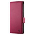 For Huawei nova 14 Ultra Side Buckle Magnetic Frosted Leather Phone Case(Wine Red) - 2