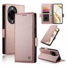 For Huawei nova 14 Pro Side Buckle Magnetic Frosted Leather Phone Case(Rose Gold) - 1