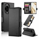 For Huawei nova 14 Pro Side Buckle Magnetic Frosted Leather Phone Case(Black) - 1