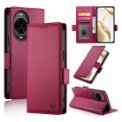 For Huawei nova 14 Side Buckle Magnetic Frosted Leather Phone Case(Wine Red) - 1