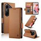 For Huawei Pura 80 Ultra 5G Side Buckle Magnetic Frosted Leather Phone Case(Brown) - 1