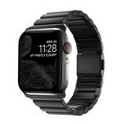 For Apple Watch 46mm / 49mm / 45mm / 44mm Norman Clasp One-Bead Stainless Steel Watch Band(Black) - 1