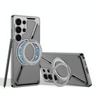 For Samsung Galaxy S25 Ultra 5G GKK Electroplating Leather Z-Shape Disassemble MagSafe Phone Case, Not Included Pen(Mountain Gray) - 1
