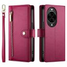 For Huawei nova 14 Pro Nine Card-slot Zipper Wallet Bag Leather Phone Case(Red) - 2