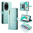 For Huawei nova 14 Pro Nine Card-slot Zipper Wallet Bag Leather Phone Case(Mint Green) - 1